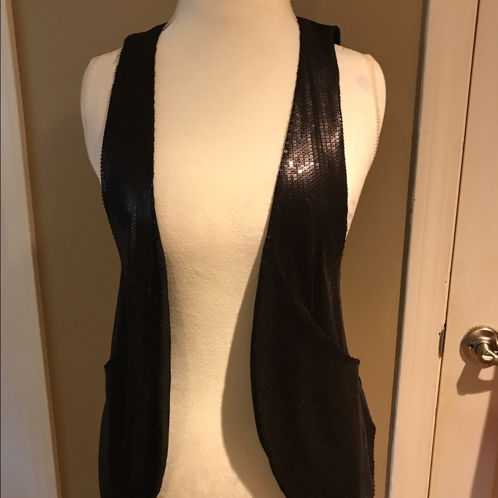 Bebe Sport Black Matte Sequin Sleeveless Vest - Size Medium